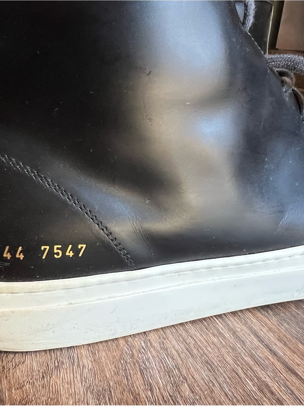 Common Projects Black High-Top Sneakers with Off-White Sole - Picture 4 of 6